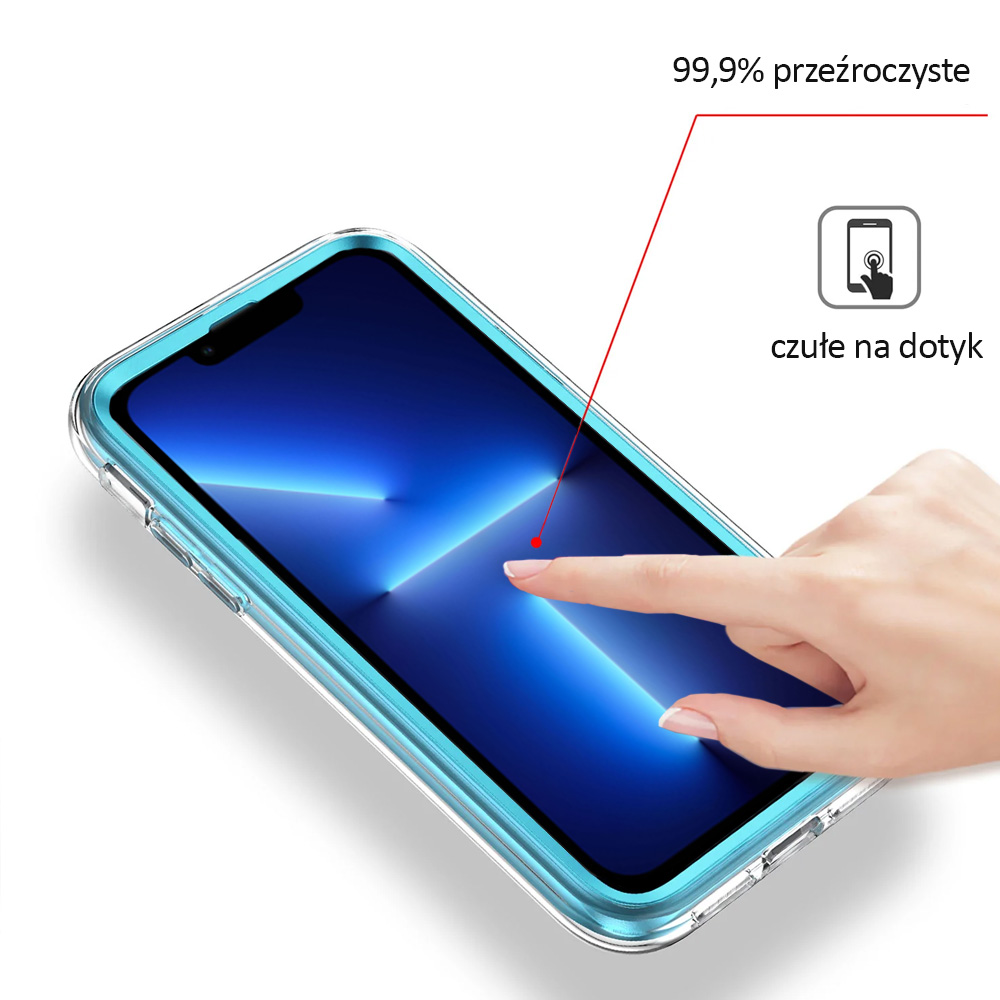 Etui 2w1 do iPhone 13 Pro Max SupGold Cosmo Marble zintegrowana osłona ekranu, złote niebieskie