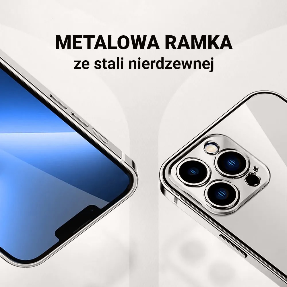 Etui do iPhone 14 Pro Max Ibizu Elite Skin, krystalicznie czyste z metalową ramką, srebrne z MagSafe (OUTLET)