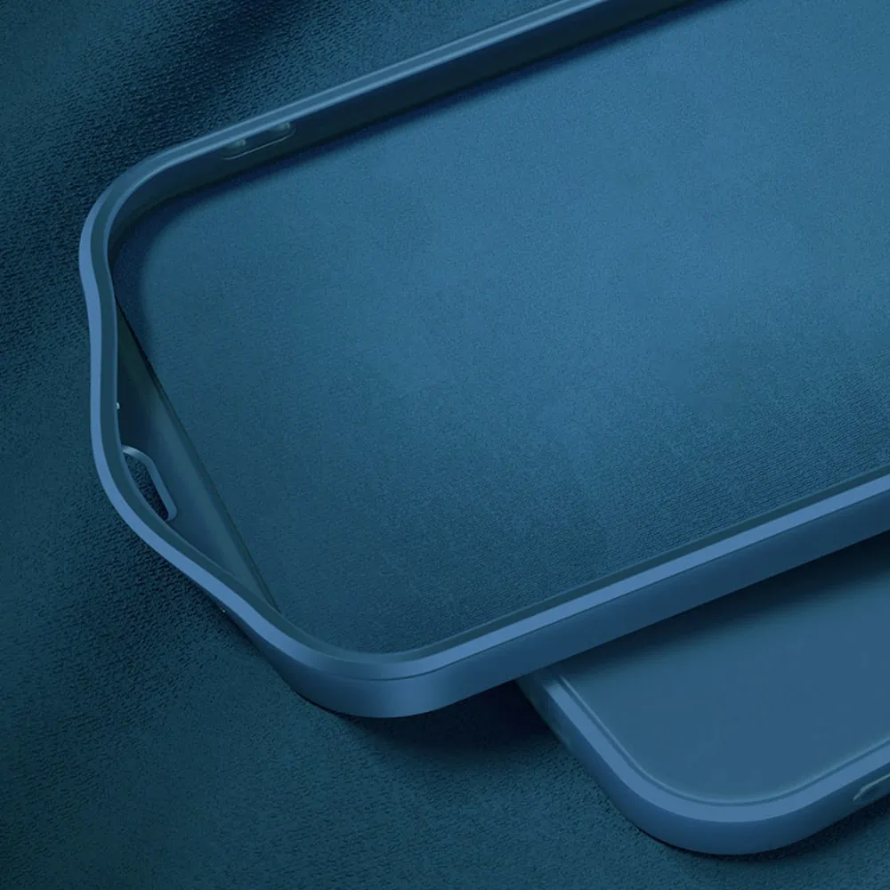 Etui do iPhone 13 Pro Max silikonowe z mikrofibrą Premium Soft Touch MagSafe ochrona aparatu, granatowe