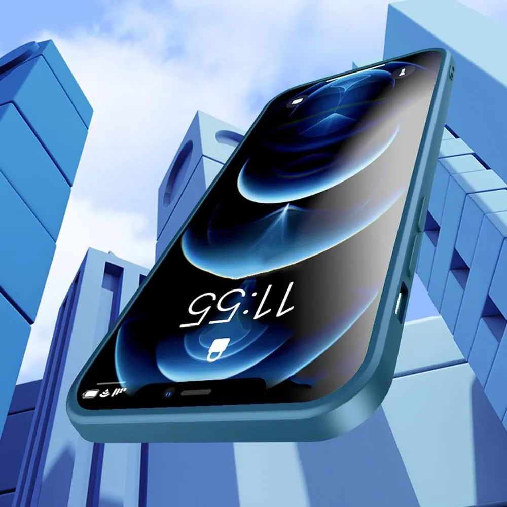 Etui do iPhone 13 Pro Max silikonowe z mikrofibrą Premium Soft Touch MagSafe ochrona aparatu, granatowe