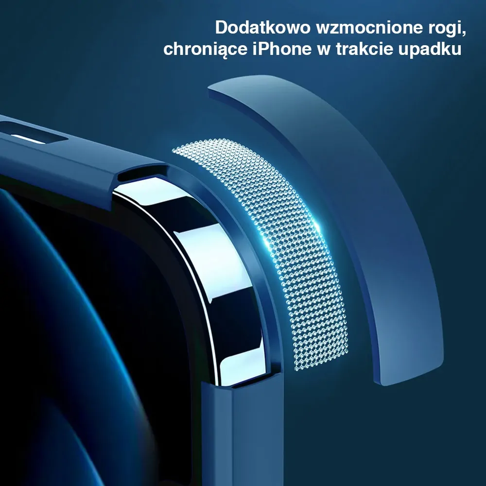 Etui do iPhone 13 Pro Max silikonowe z mikrofibrą Premium Soft Touch MagSafe ochrona aparatu, granatowe