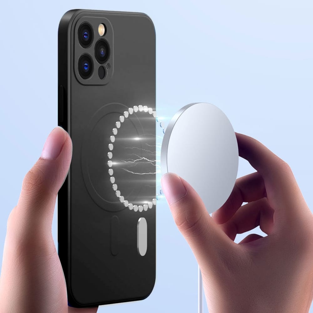 Etui do iPhone 13 Pro Max silikonowe z mikrofibrą Premium Soft Touch MagSafe, ochrona aparatu, czarne