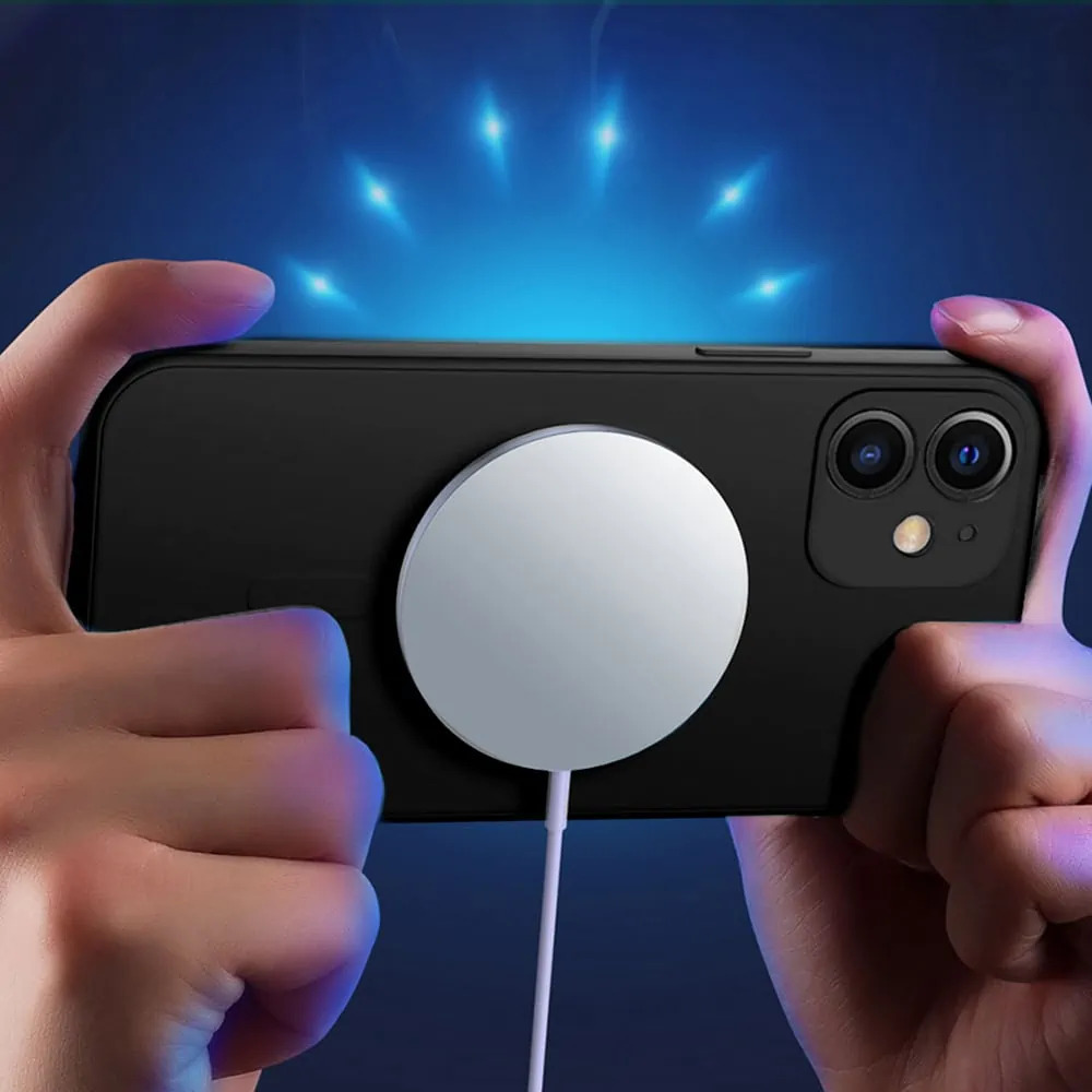 Etui do iPhone 12 silikonowe z mikrofibrą Soft Touch MagSafe ochrona aparatu, czarne