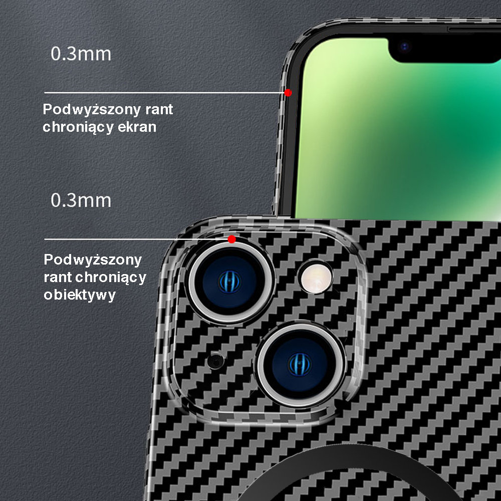 Etui do iPhone 14 Carbon Shell MagSafe ultracienkie, czarne