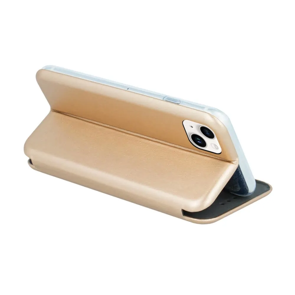 Etui do iPhone 14 Plus klasyczne z magnetyczną klapką, złote