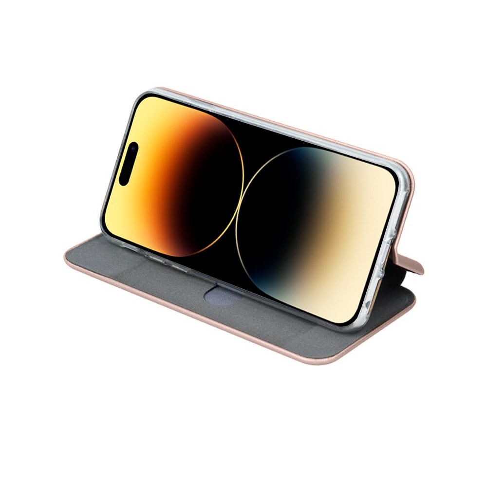 Etui do iPhone 14 Pro Max klasyczne z magnetyczną klapką, złoty róż