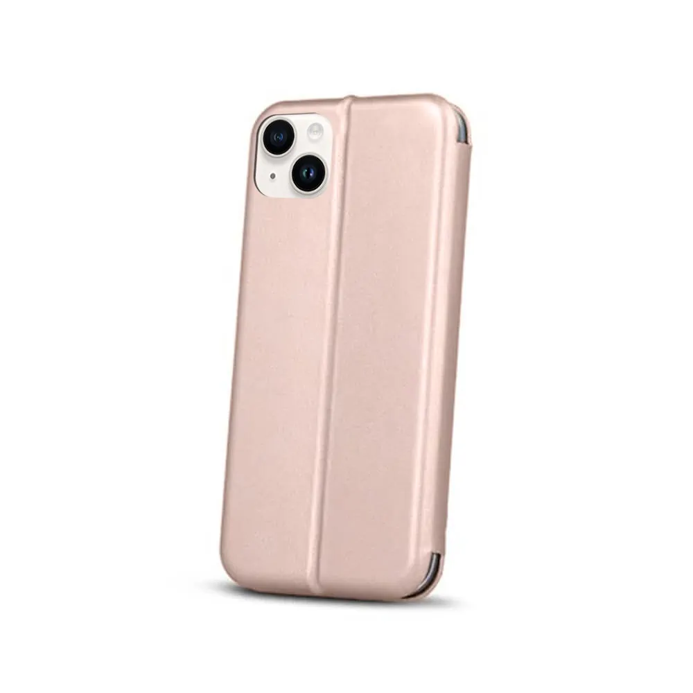 Etui do iPhone 14 klasyczne z magnetyczną klapką złoty róż