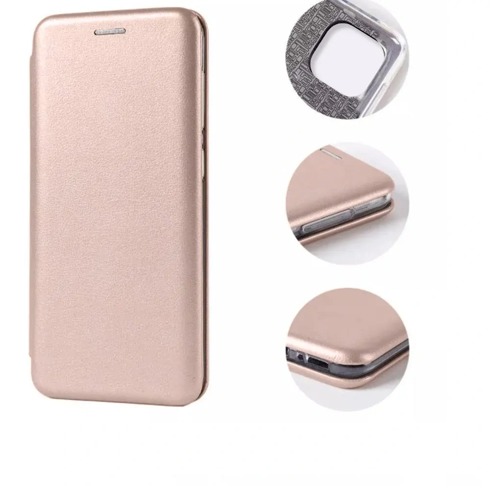 Etui do iPhone 14 klasyczne z magnetyczną klapką złoty róż