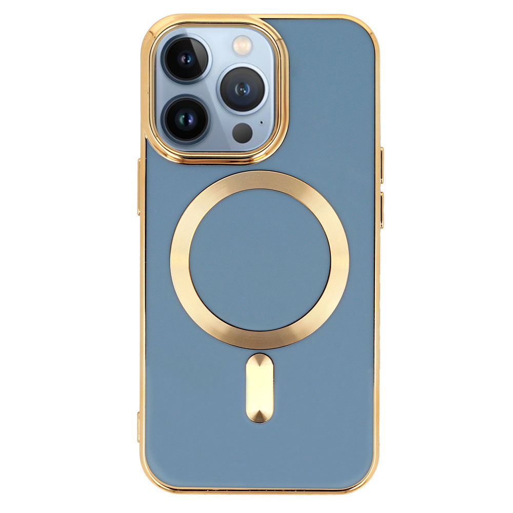 Etui do iPhone 13 Pro Liquid Gold Magsafe, niebieskie