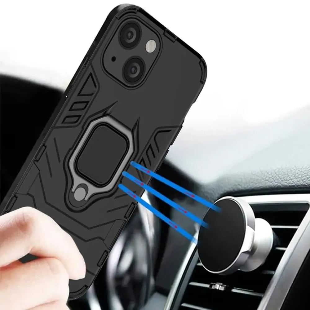 Etui do iPhone 14 Plus pancerne hybrydowe magnetyczne z uchwytem, czarne