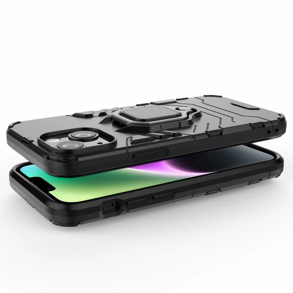 Etui do iPhone 14 Plus pancerne hybrydowe magnetyczne z uchwytem, czarne
