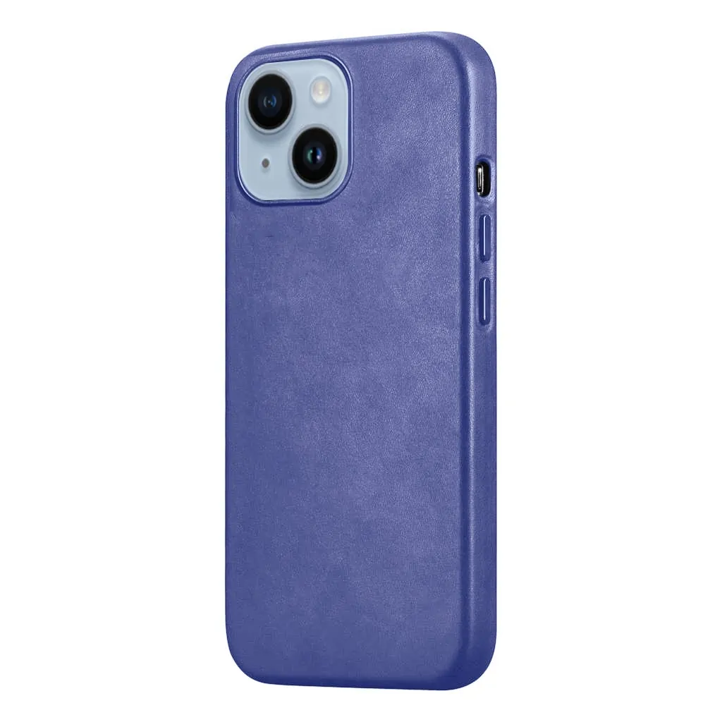 Etui do iPhone 14 biznesowe skórzane z MagSafe, eleganckie, fioletowe