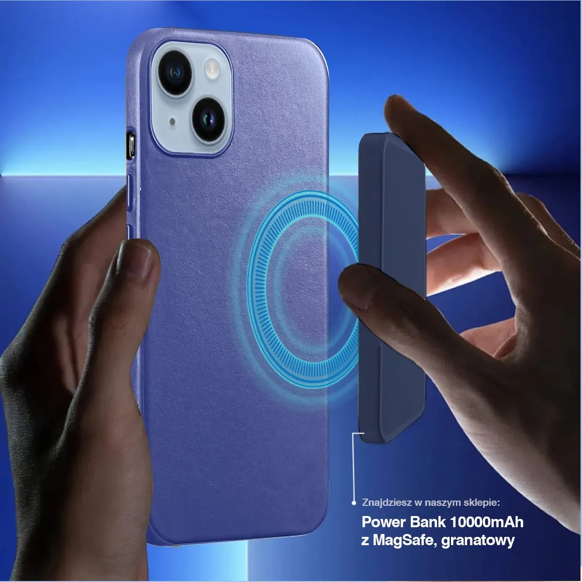 Etui do iPhone 14 biznesowe skórzane z MagSafe, eleganckie, fioletowe