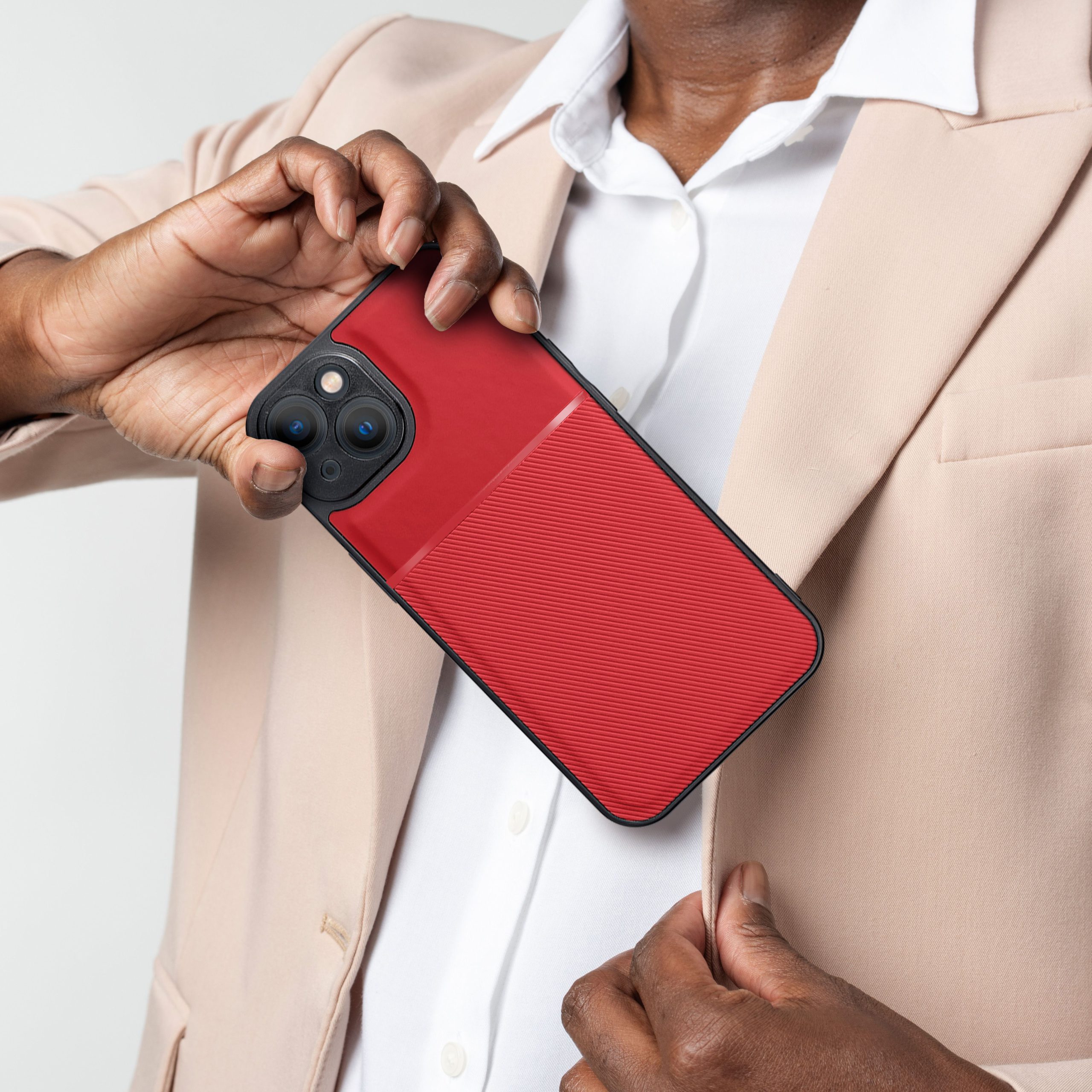 Etui do iPhone 14 Plus Elite Red karbon, pancerne, wytrzymałe z osłoną na aparat, czerwone