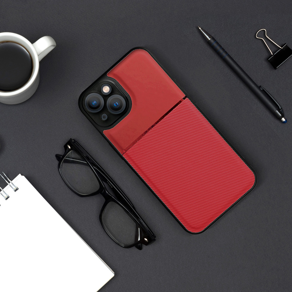 Etui do iPhone 14 Plus Elite Red karbon, pancerne, wytrzymałe z osłoną na aparat, czerwone