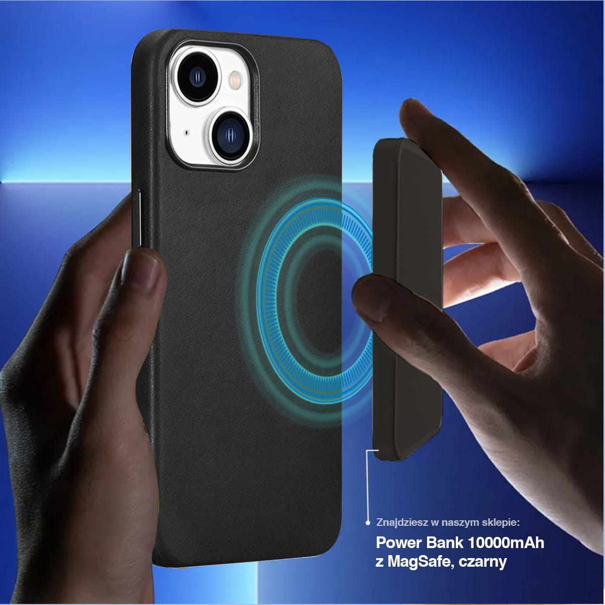 Etui do iPhone 14 biznesowe skórzane z MagSafe, eleganckie, czarne