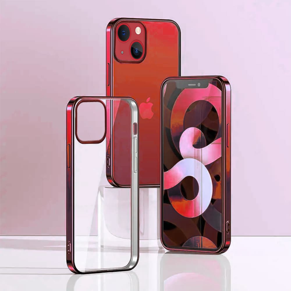 Etui do iPhone 14 JETech Simple Metallic vampire red przeźroczyste z ramką w kolorze czerwonym (OUTLET)