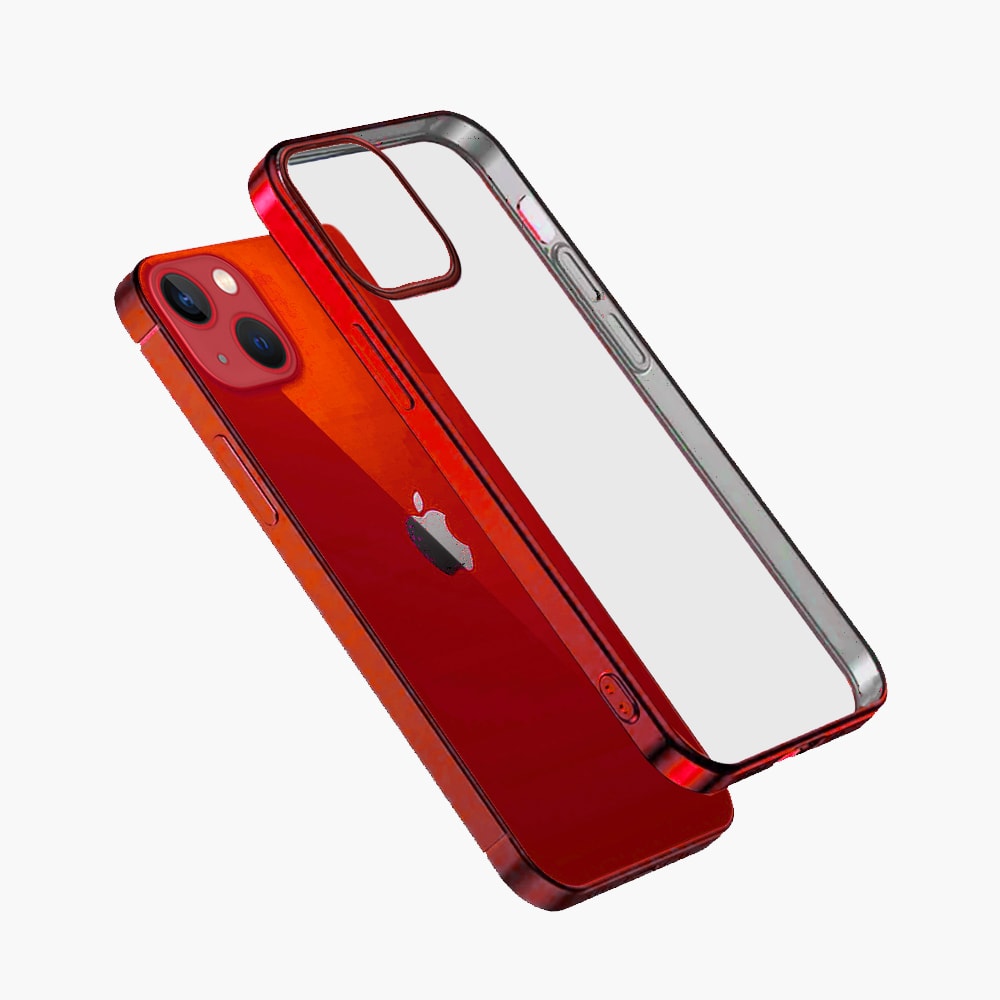 Etui do iPhone 14 JETech Simple Metallic vampire red przeźroczyste z ramką w kolorze czerwonym (OUTLET)
