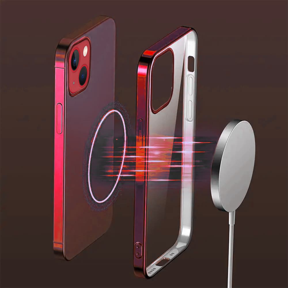 Etui do iPhone 14 JETech Simple Metallic vampire red przeźroczyste z ramką w kolorze czerwonym (OUTLET)