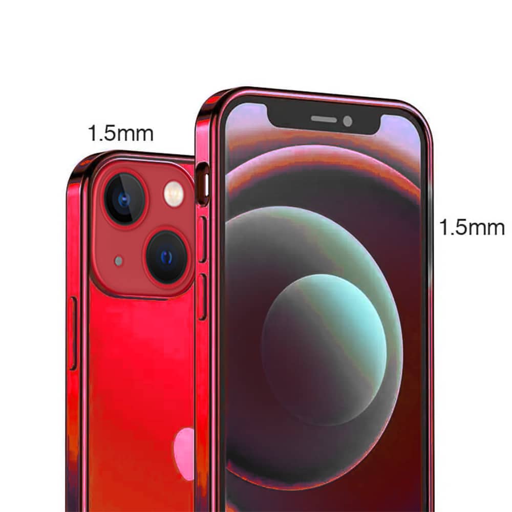 Etui do iPhone 14 JETech Simple Metallic vampire red przeźroczyste z ramką w kolorze czerwonym (OUTLET)