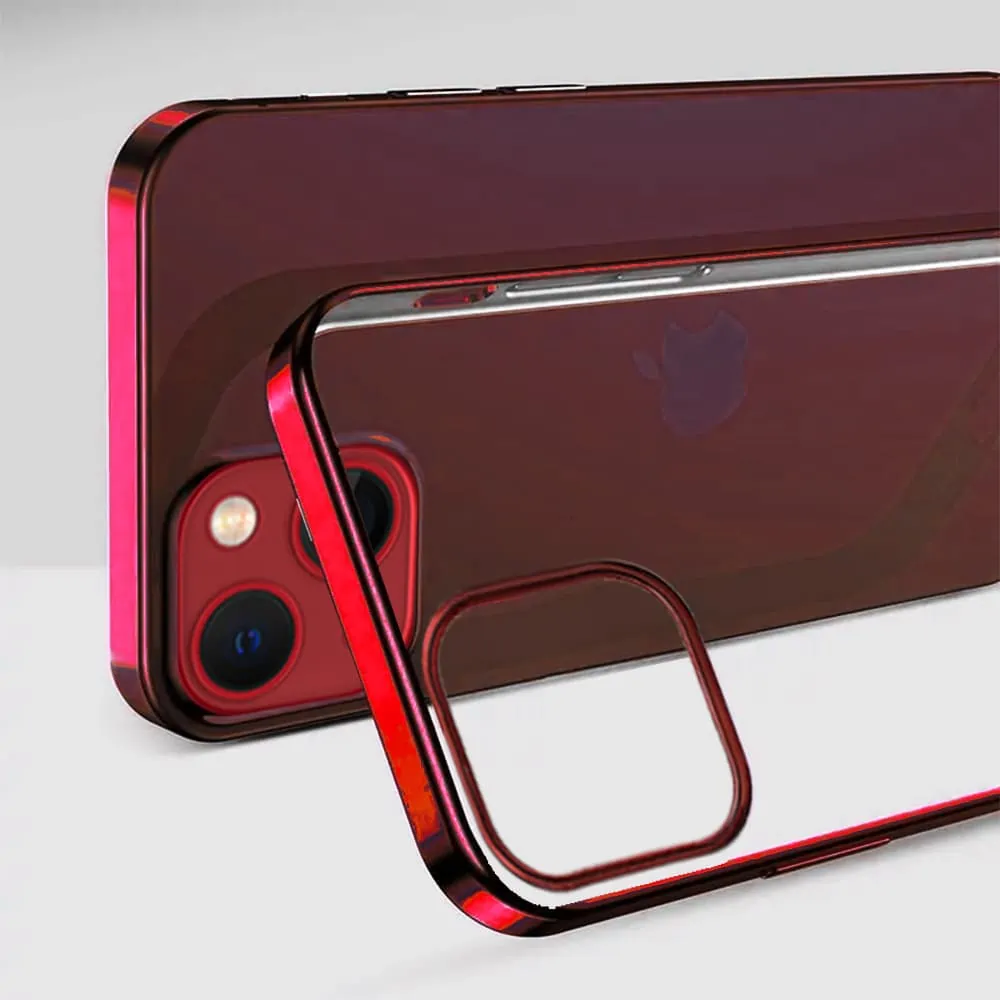Etui do iPhone 14 JETech Simple Metallic vampire red przeźroczyste z ramką w kolorze czerwonym (OUTLET)