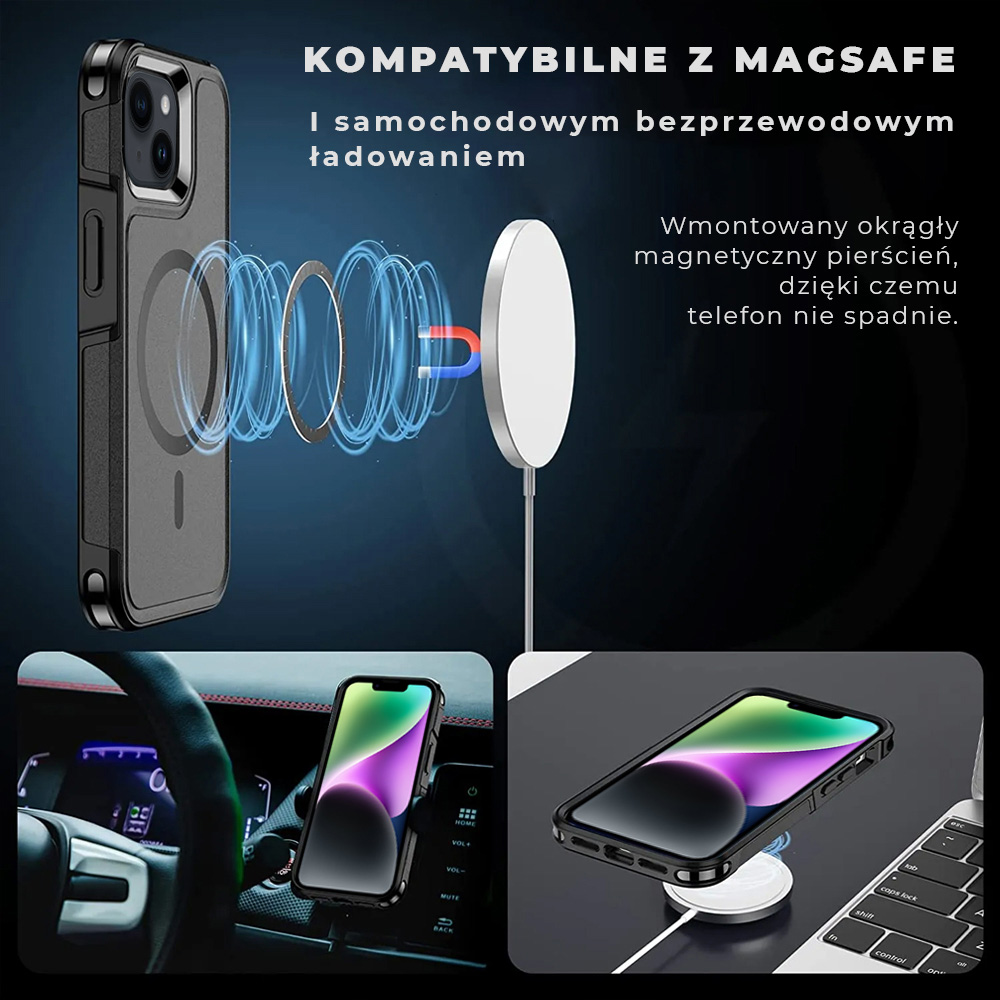 Etui do iPhone 13 Smart Armor Pancerne z MagSafe, czarne