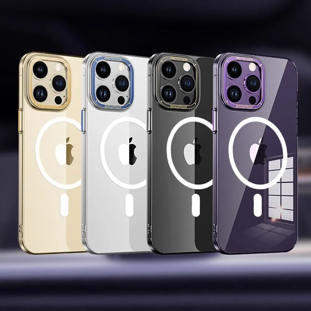 Etui do iPhone 14 Pro Cam Ring MagSafe, twardy tył, przeźroczyste