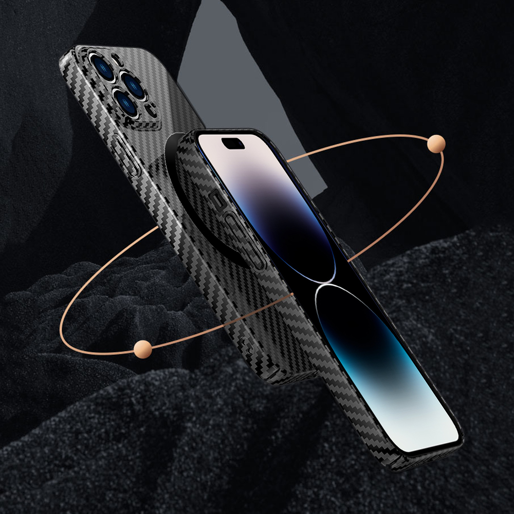 Etui do iPhone 14 Pro Carbon Shell MagSafe ultracienkie, czarno-szare