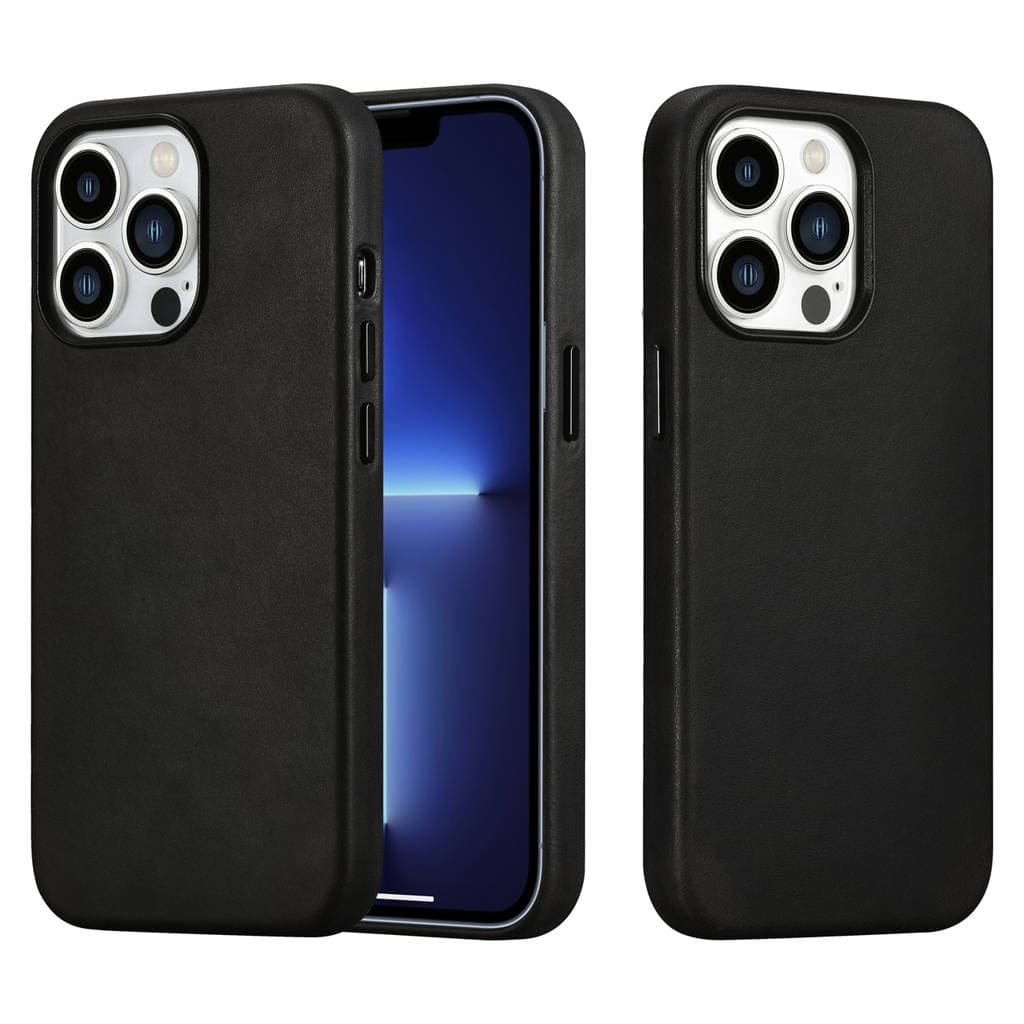 Etui do iPhone 14 Pro Max biznesowe skórzane z MagSafe, eleganckie, czarne