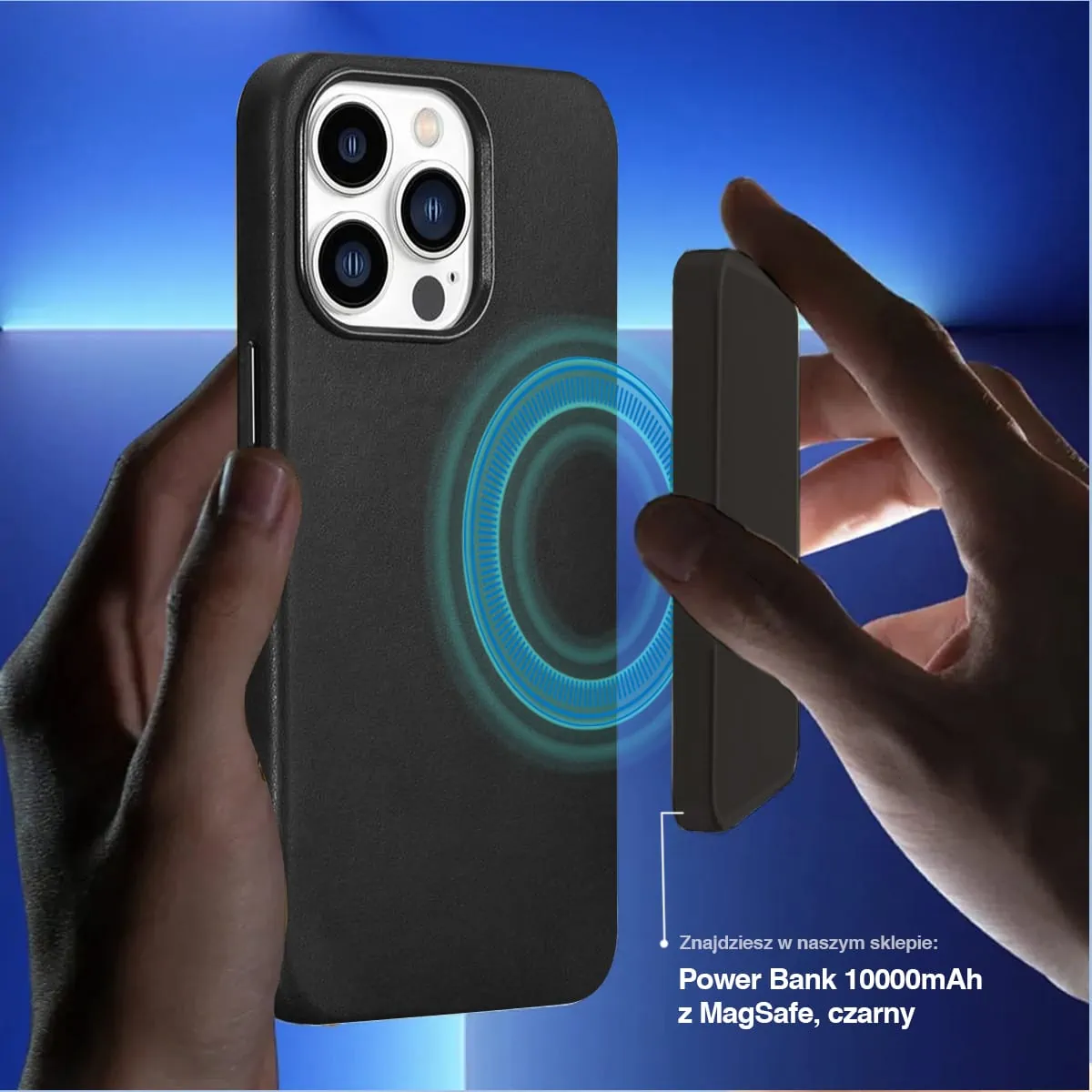 Etui do iPhone 14 Pro Max biznesowe skórzane z MagSafe, eleganckie, czarne