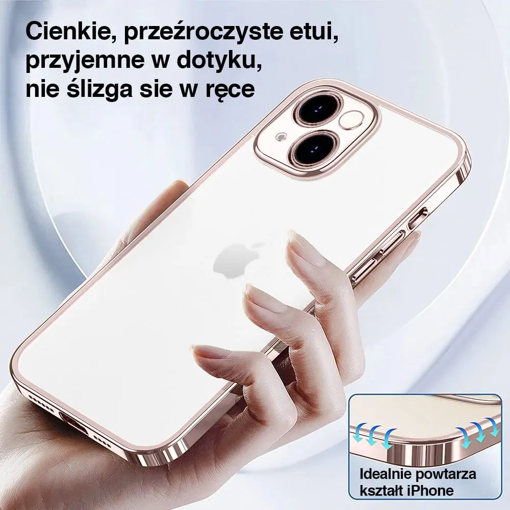 Etui do iPhone 14 Plus Pink Gold Limited Edition przeźroczyste Sulada oryginal, różowe złoto