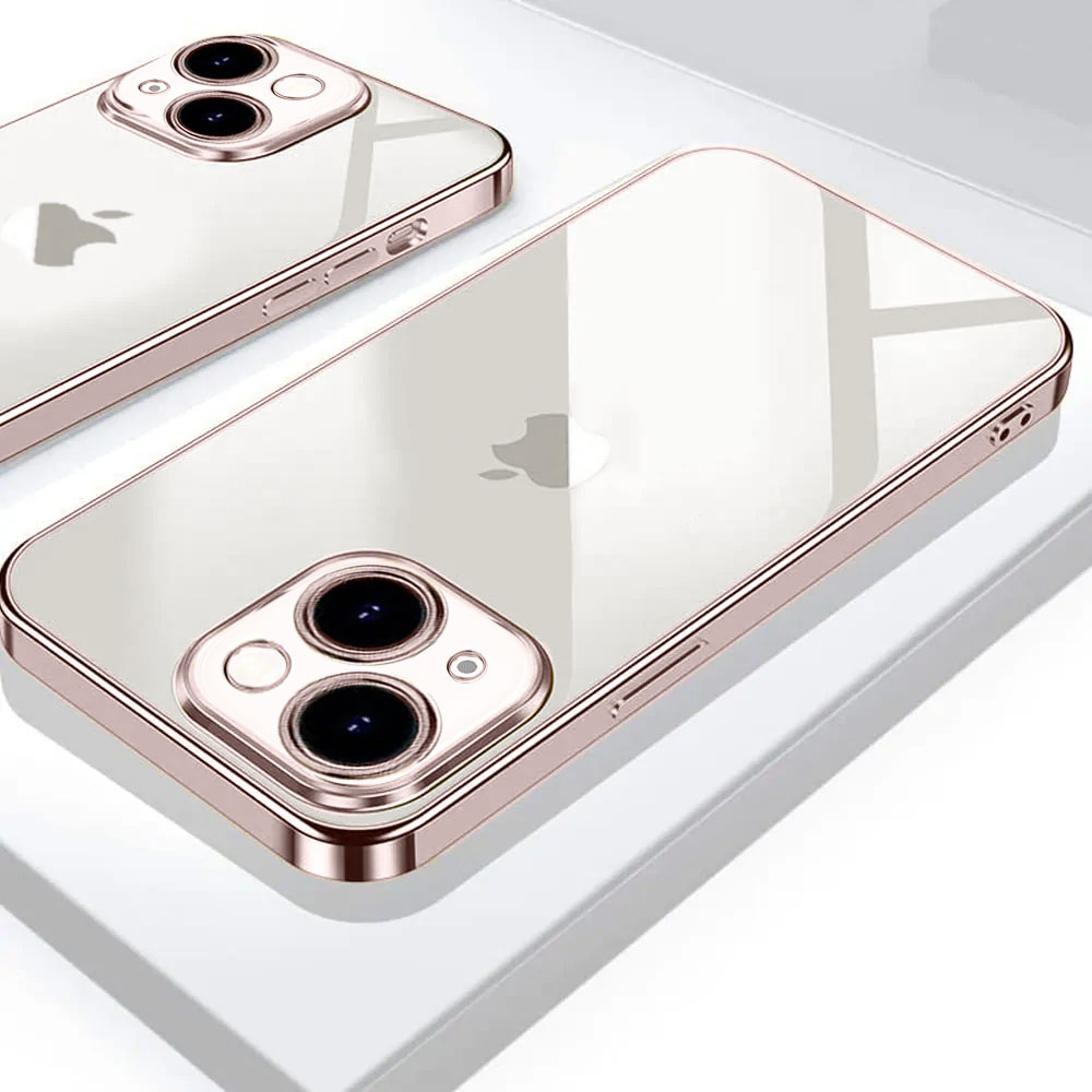 Etui do iPhone 14 Plus Pink Gold Limited Edition przeźroczyste Sulada oryginal, różowe złoto