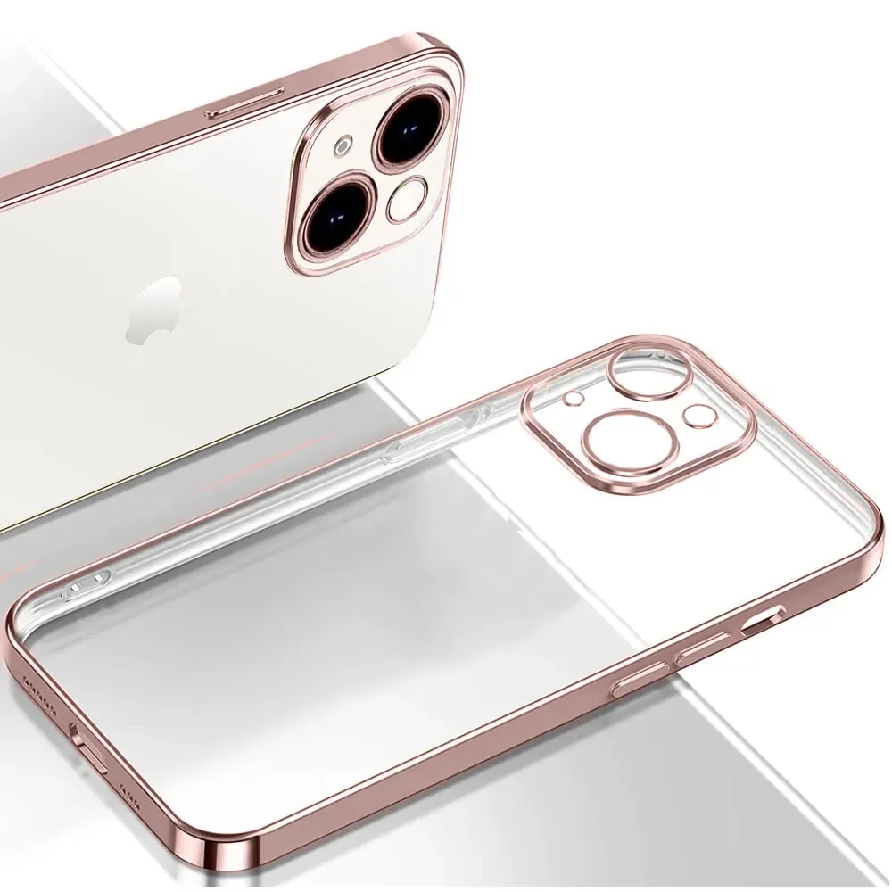 Etui do iPhone 14 Plus Pink Gold Limited Edition przeźroczyste Sulada oryginal, różowe złoto