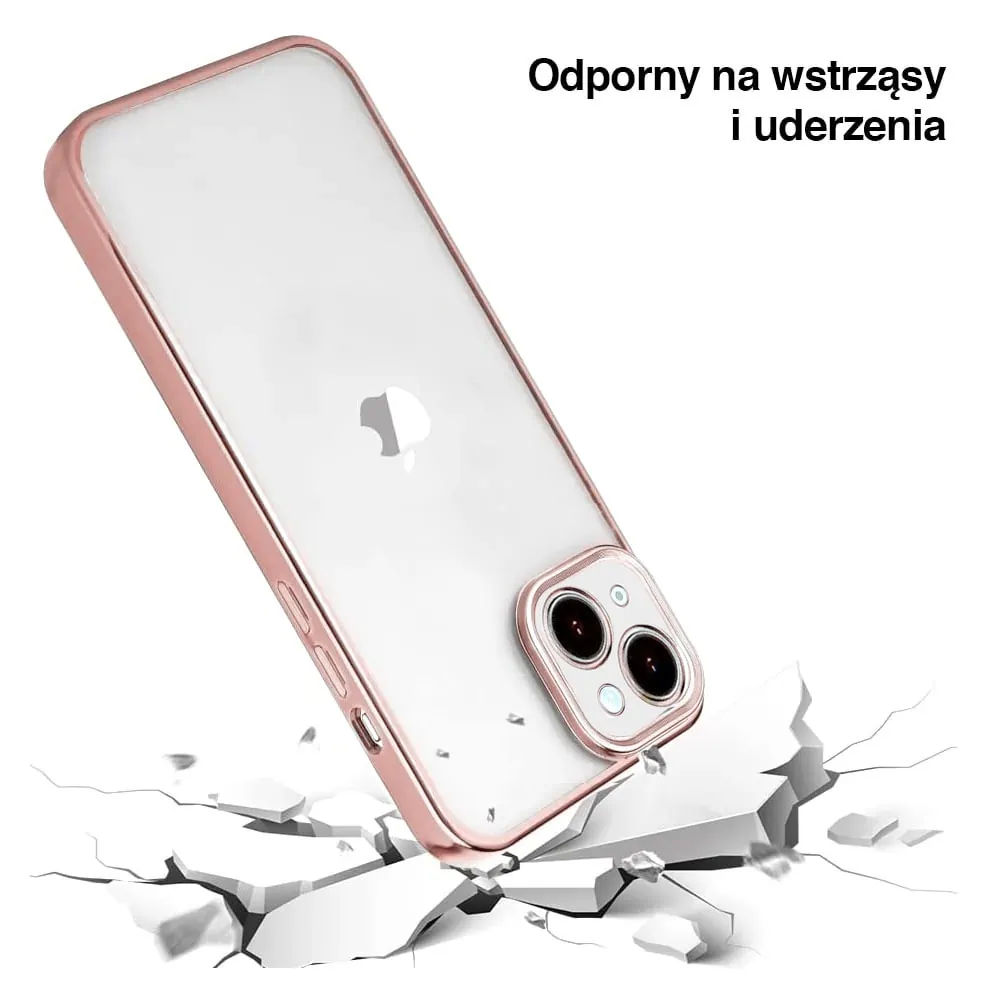 Etui do iPhone 14 Plus Pink Gold Limited Edition przeźroczyste Sulada oryginal, różowe złoto