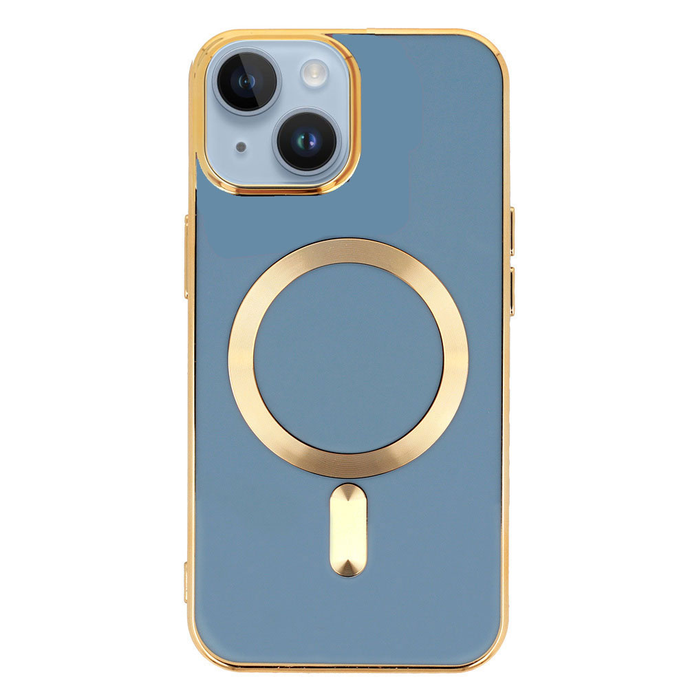 Etui do iPhone 14 Plus Liquid Gold Magsafe, niebieskie