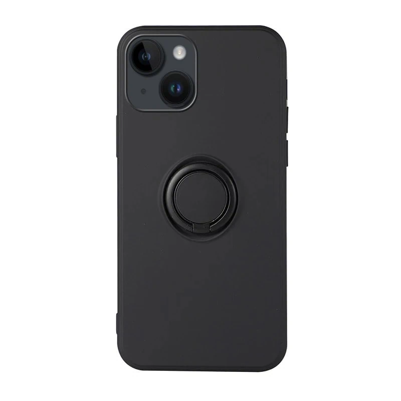 Etui do iPhone 14 Magnetic Ring matowe nie widać śladów, uchwyt magnetyczny, czarny