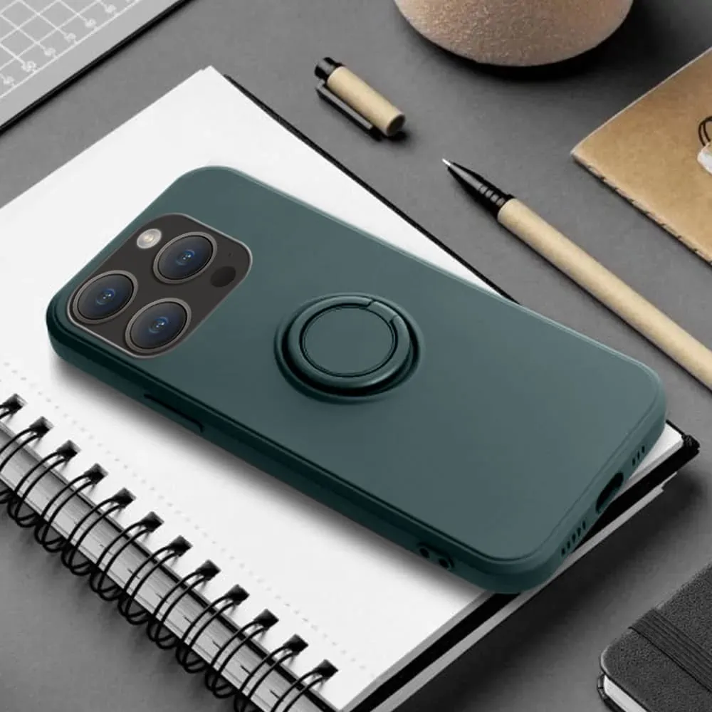 Etui do iPhone 14 Pro Magnetic Ring matowe nie widać śladów, uchwyt magnetyczny, zielony