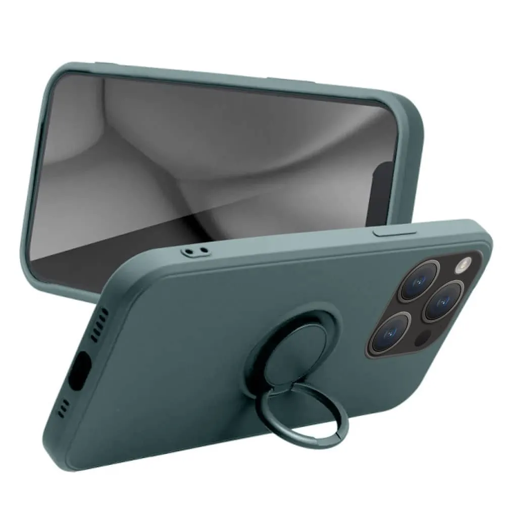 Etui do iPhone 14 Pro Magnetic Ring matowe nie widać śladów, uchwyt magnetyczny, zielony