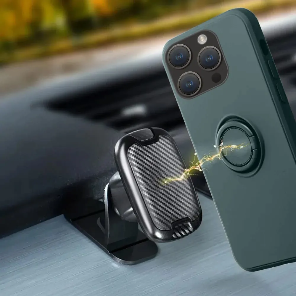 Etui do iPhone 14 Pro Magnetic Ring matowe nie widać śladów, uchwyt magnetyczny, zielony