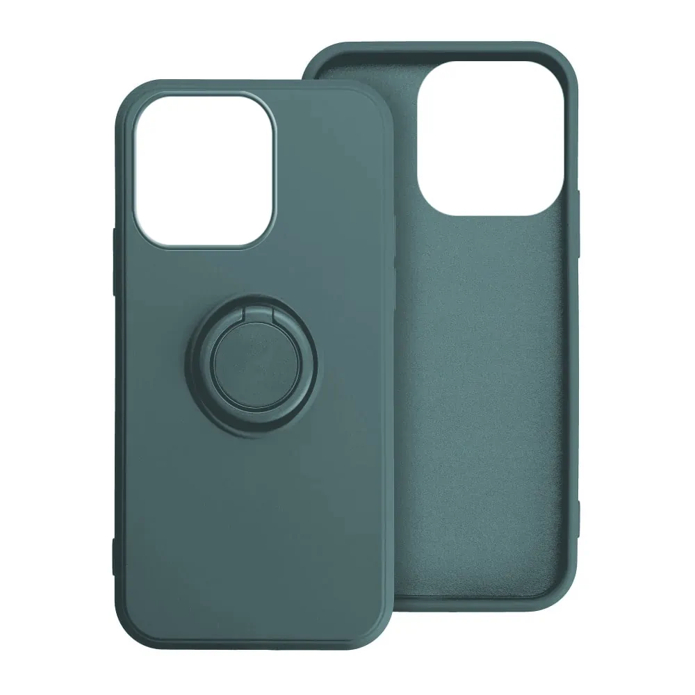 Etui do iPhone 14 Pro Magnetic Ring matowe nie widać śladów, uchwyt magnetyczny, zielony