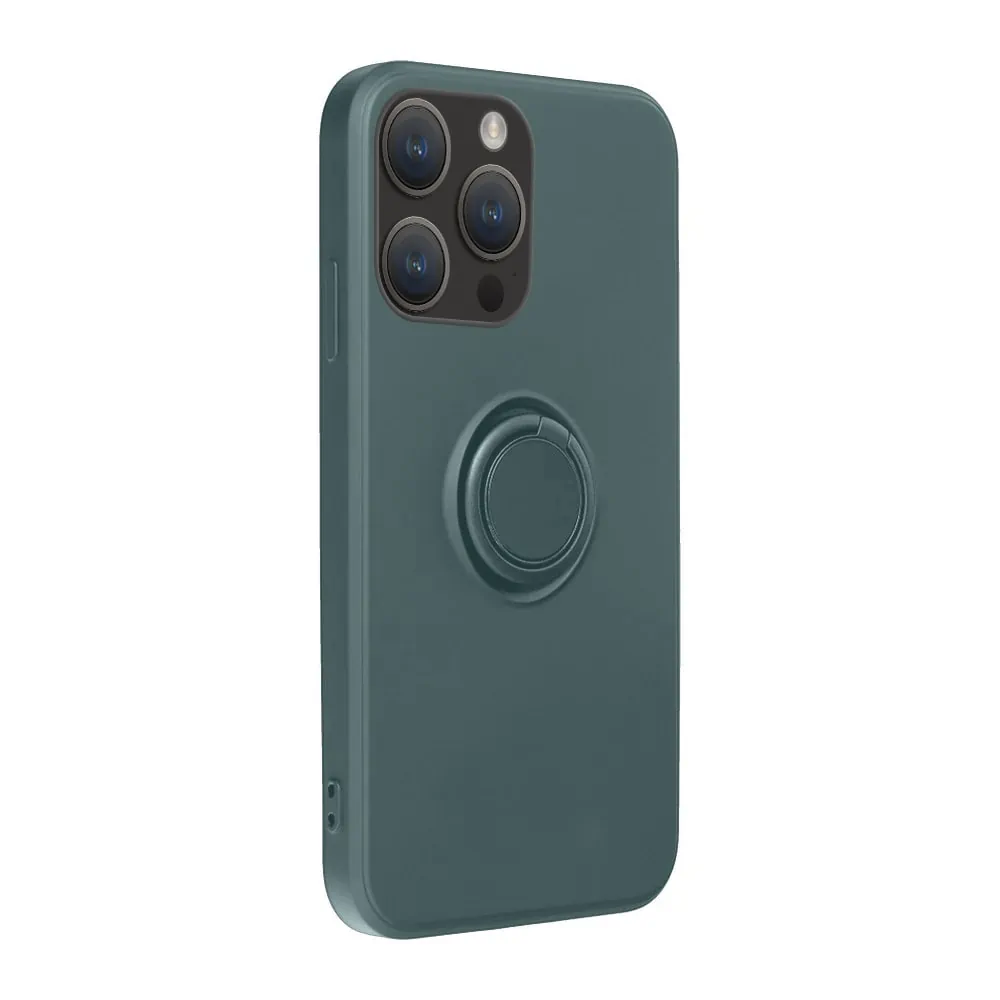 Etui do iPhone 14 Pro Magnetic Ring matowe nie widać śladów, uchwyt magnetyczny, zielony