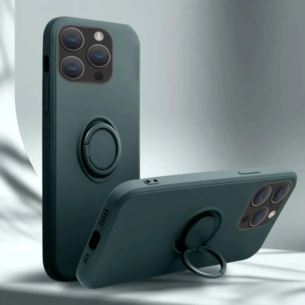 Etui do iPhone 14 Pro Magnetic Ring matowe nie widać śladów, uchwyt magnetyczny, zielony