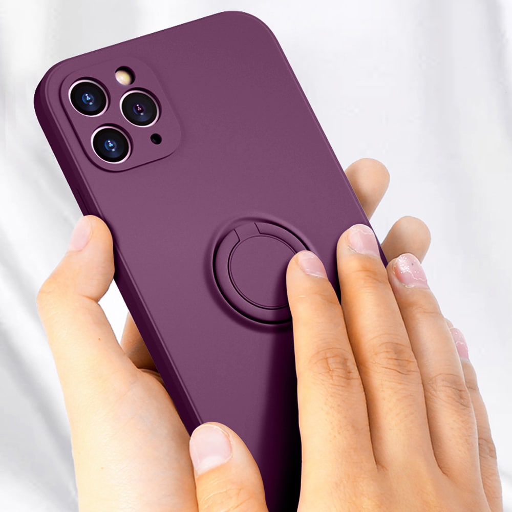 Etui do iPhone 14 Pro Max Magnetic Ring matowe nie widać śladów, uchwyt magnetyczny, fioletowy