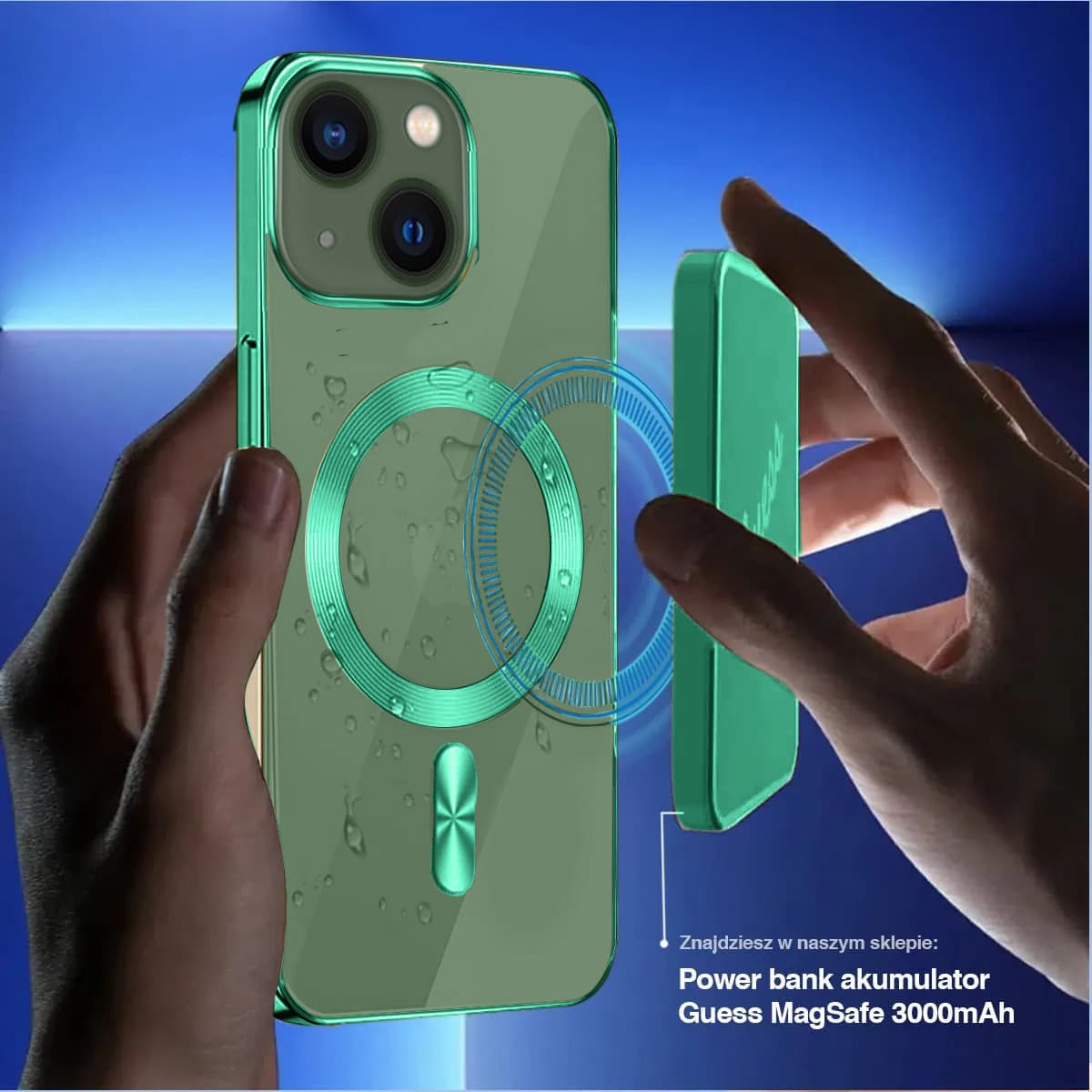 Etui do iPhone 13 Magsafe Luxury przeźroczyste, miętowe (OUTLET)