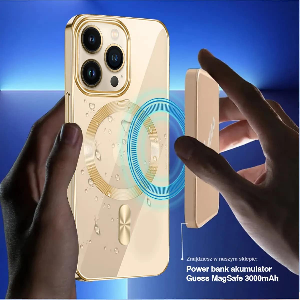 Etui do iPhone 14 Pro Magsafe Luxury przeźroczyste, złote (OUTLET)