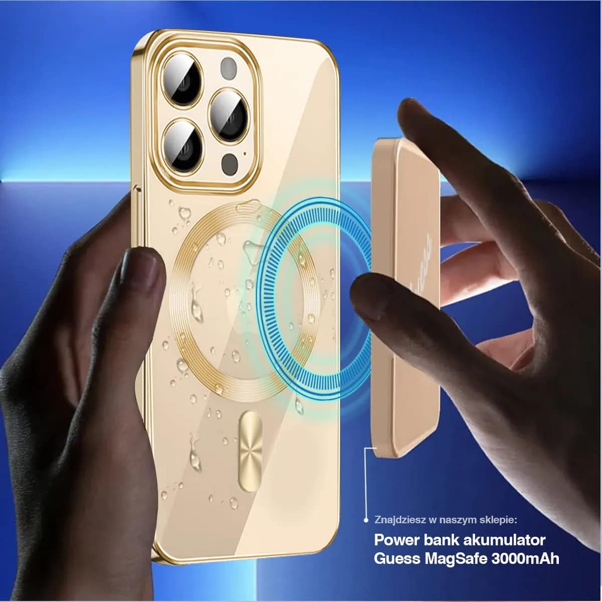 Etui do iPhone 14 Pro Max MagSafe Luxury Protect przeźroczyste, hybrydowa ochrona kamery, złote (OUTLET)