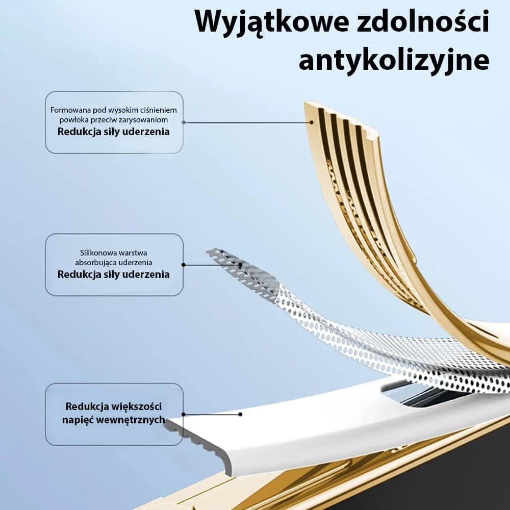 Etui do iPhone 14 Pro Max MagSafe Luxury Protect przeźroczyste, hybrydowa ochrona kamery, złote (OUTLET)