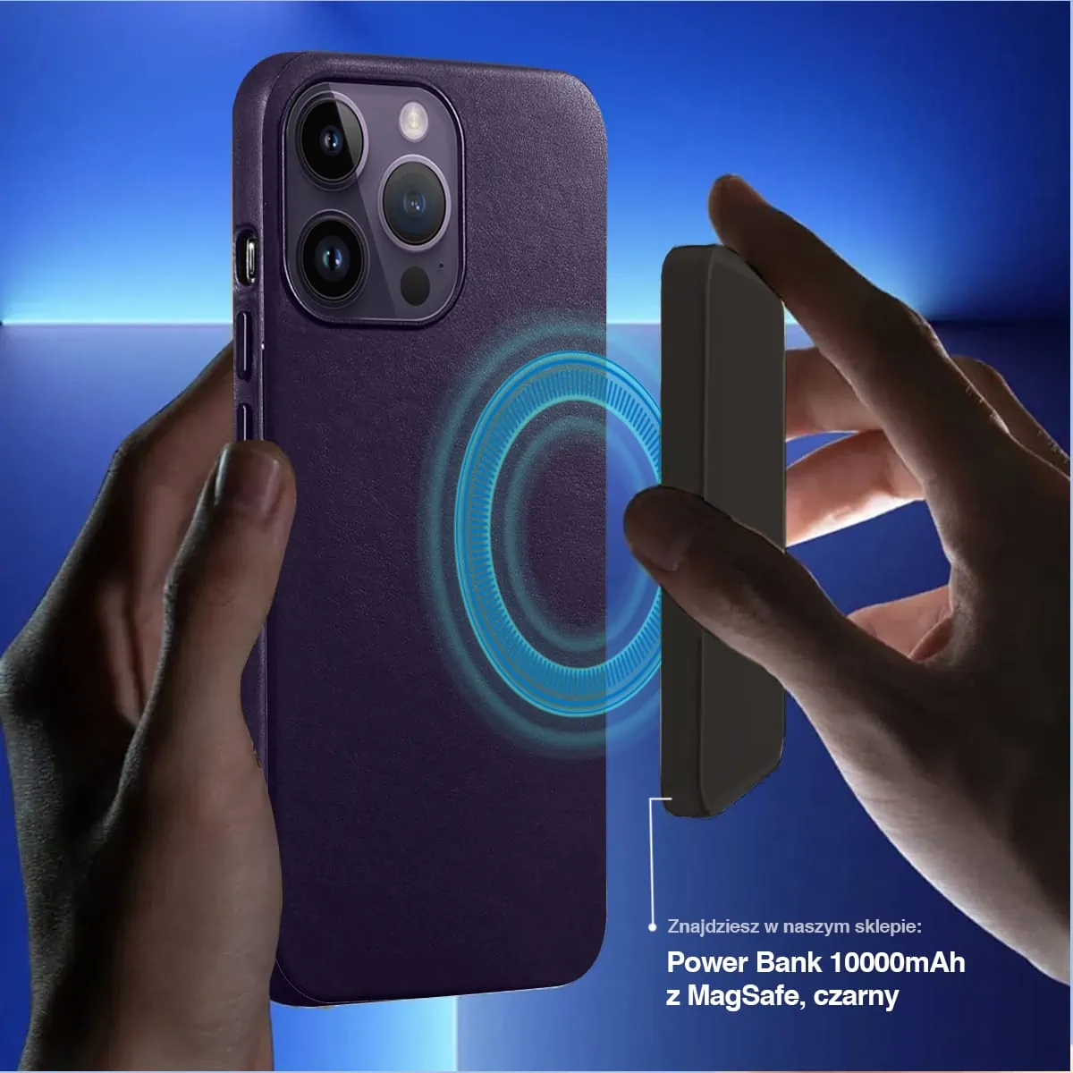 Etui do iPhone 14 Pro biznesowe skórzane z MagSafe, eleganckie, purpurowe