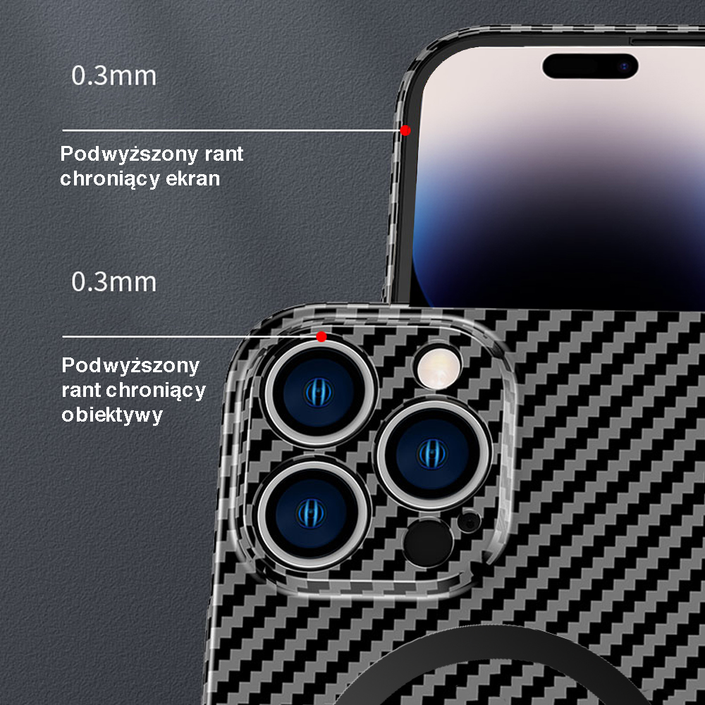 Etui do iPhone 13 Pro Carbon Shell MagSafe ultracienkie, czarne