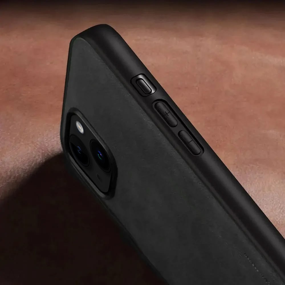 Etui do iPhone 14 Plus eleganckie luksusowe skórzane Velvet Black SULADA oryginal czarne